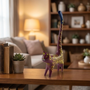 Statue de chat en bois d'albizia faite à la main, grande taille, figurine animale, artisanat de Bali, décoration d'intérieur, sculpture en bois, cadeau en bois - Product Image 3