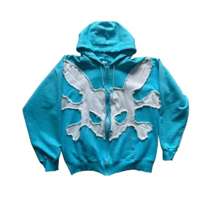 เสื้อฮู้ดดี้ผู้ชายทรงโอเวอร์ไซส์สไตล์สตรีทแวร์แบบสั่งทำจากผู้ผลิต ผ้าคอตตอนผสม ดีไซน์ปักลายขาดๆ พร้อมลายพิมพ์ปี 2025 - Product Image 1