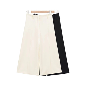 Pantalones Culottes de Cintura Alta con Pliegues para Mujer, Pantalones Anchos de Color Sólido, Estilo Minimalista, Tela de Poliéster Antiarrugas, para Verano - Product Image 5