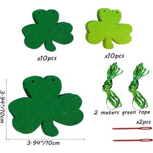 Decorazioni per la festa di San Patrizio, ghirlanda portafortuna irlandese con trifogli, striscione in feltro con trifogli. - Product Image 3