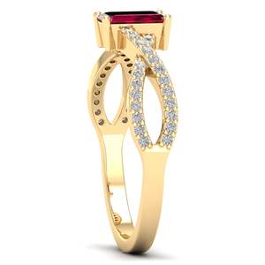 Anillos de Promesa de Plata de Ley 925 con Moissanita para Mujer, Corte Esmeralda, 0.5 Quilates, Gema de Rubí, Joyería, Precio de Fábrica REYES - Product Image 3