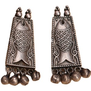 Producto de Alta Demanda: Pendientes de Plata Antigua con Diseño Étnico Bohemio y Engaste de Bisel, Regalo de Aniversario para Mujer, Venta al Por Mayor - Product Image 1