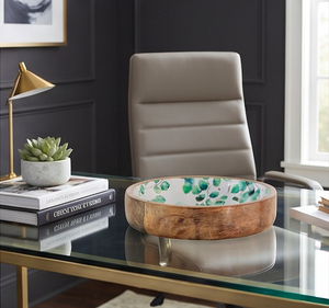 Bol en bois d'acacia avec motif de feuilles d'eucalyptus, poli, écologique, plat de service pour salade, pour usage domestique - Product Image 5