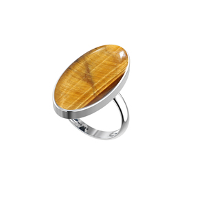 925 Sterling Silver Children's Engagement <b>Ring</b> Bezel Setting <b>Tiger</b> <b>Eye</b> Trillion Tie Oval Shapes Classic Style Positive Energy - Product Image 2