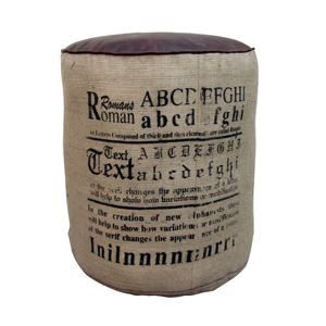 Pouf cylindrique vintage en toile de jute avec dessus en cuir marron, fait main, repose-pieds ottoman, style mid-century moderne, confortable, 45x50cm - Product Image 3