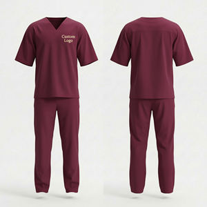 Conjunto de Uniformes Médicos Tejidos con Cuello en V Unisex, Uniforme de Hospital, Pantalones y Blusa, Detección de Agujas, Logotipo Personalizado, Ropa de Trabajo para Enfermería, OEM ODM - Product Image 1