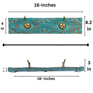 Smart Art Wood Carving Decorative Wooden <b>Wall</b> Mounted Green Washed 2 <b>Hooks</b> Handmade <b>Wall</b> Personalized Engineered Wood <b>Key</b> <b>Hooks</b> - Product Image 6