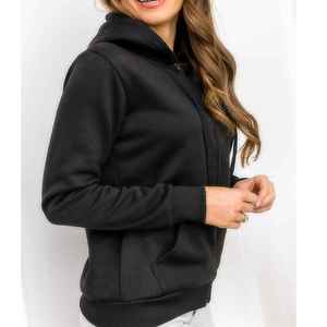 Sudadera con capucha de verano para mujer, informal, de punto, de algodón activo, transpirable, con cremallera y mangas largas, con logotipo personalizado al por mayor, OEM. - Product Image 1