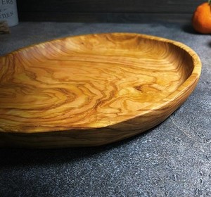 Plateau de service rond en bois d'acacia pour la maison et la cuisine, plateau à collation, assiette de présentation en bois, décoration de mariage, assiette à dîner en bois - Product Image 4