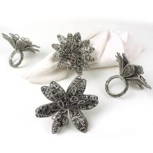 Élégant anneau de serviette de table en métal doré perlé, motif floral, fait main, décoration de table luxueuse, porte-serviettes en perles de rocaille en forme de fleur - Product Image 6