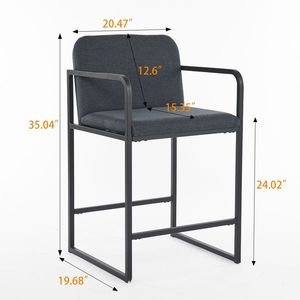 Set di 2 Sgabelli da Bar Moderni Alti, Comode Sedie da Pranzo con Seduta Imbottita e Braccioli in Metallo - Product Image 3