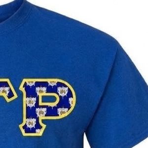 เสื้อยืดแขนสั้นสีน้ำเงินรอยัล Sigma Gamma Rho พร้อมตัวอักษรกรีกขอบสีทอง เสื้อยืดลำลองสำหรับผู้หญิงแบบกำหนดเอง - Product Image 5