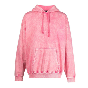 เสื้อฮู้ดดี้โอเวอร์ไซส์ทรงหลวม สีชมพู ผ้าฝ้ายเฟรนช์เทอร์รี่ มีกระเป๋า ทรงปกติ สไตล์ลำลองสำหรับฤดูร้อน - Product Image 3