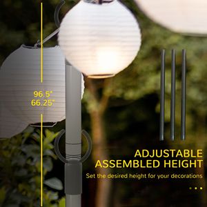 Palo Luminoso Ottagonale a LED in Acciaio per Esterni, 2,4 m, Confezione da 4, per Patio, Giardino, Terrazza, Matrimoni, Feste - Product Image 6