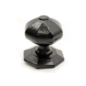Poignées de meuble en fonte noire, style vintage, à motif melon cannelé, pour tiroirs et placards, rustiques, avec plaque de fixation en rosette - Product Image 3