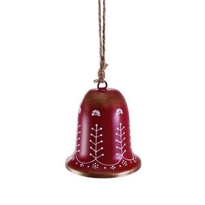 Campanas Navideñas de Metal Rojo con Copos de Nieve, Decoración Tradicional Artesanal con Colgador de Cuerda - Product Image 3