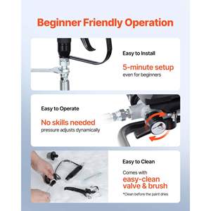 Pistola de Pintura Eléctrica de 650W y 3000PSI, Pulverizador de Pintura sin Aire de Alta Presión, Carro, Cepillo de Limpieza, Manguera, Varilla de Extensión, Boquillas para - Product Image 5
