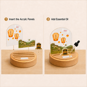 Lampe aromatique LED de la gare de Pingxi à Taïwan avec base en bois, veilleuse en pierre aromatique aux huiles essentielles, souvenir scénique personnalisé - Product Image 6
