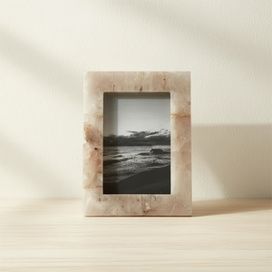 Premium Handcrafted Marble Inlay Photo <b>Frame</b> Elegant <b>White</b> Stone Floral Vine Design for Lightweight for Home Office Hotel - Product Image 1