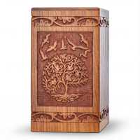 Boîte rectangulaire en bois massif sculptée à la main Intaj, Arbre de Vie, Art populaire, Décoration de table pour la maison