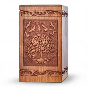 Boîte rectangulaire en bois massif sculptée à la main Intaj, Arbre de Vie, Art populaire, Décoration de table pour la maison - Product Image 3