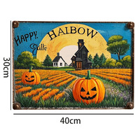 Plaque Murale Métallique Vintage Halloween : Lanterne Citrouille Rétro pour Décoration Murale Hantée, Idéale pour la Maison, le Bar, le Club et les Fêtes d'Halloween
