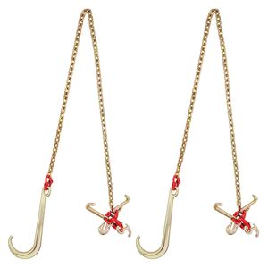 2 Pezzi Gancio a J G80 da 5/16" x 6FT, Catena di traino con gambo lungo 15", Carico di Lavoro 5400 Libbre, Gancio a Grappolo RTJ - Product Image 1