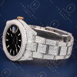 Reloj mecánico artesanal de acero inoxidable con lectura analógica, movimiento automático, diamantes moissanita de corte redondo, claridad VS VVS EF - Product Image 6