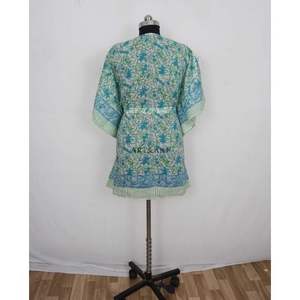 ชุดนอนมินิเดรสลายดอกไม้ดิจิทัลสไตล์เกาหลีสำหรับผู้หญิง สวมใส่สบาย เหมาะสำหรับใส่ไปชายหาด ชุดคลุมอาบน้ำ คาฟตัน ดีไซน์หรูหรา วินเทจ แท้ 100% - Product Image 6