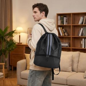 2026 Sports <b>Drawstring</b> Backpack with Shoes Compartment, String Gym <b>Bag</b> with Wet Proof Pocket for Basketball, Soccer, Swim - Product Image 3