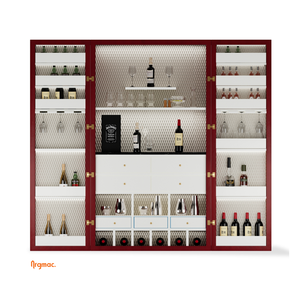 Meuble bar de luxe CASA DEL VINO personnalisé en cuir, avec surpiqûres diamantées, pour le rangement de spiritueux haut de gamme à domicile - Product Image 2