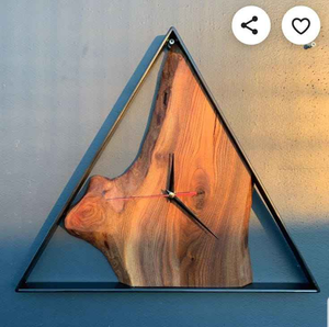 NEW DESIGN <b>WOODEN</b> EPOXY CLOCK RESIN WALL CLOCK <b>TRIANGLE</b> SHAPE CLOCK - Product Image 3