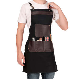 Tablier de cuisine vintage en toile véritable multi-poches pour femme, en cuir véritable de qualité supérieure, réglable - Product Image 4