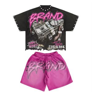 Conjunto de Camiseta y Pantalones Cortos de Verano con Estampado DTG y Lavado Ácido Personalizado, 2 Piezas, Mezcla de Poliéster/Algodón, Secado Rápido - Product Image 6