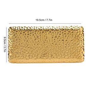 Bandeja de Servicio Rectangular de Metal Dorado de Lujo al por Mayor, Plato para Hotel con Elegante Textura Martillada a Mano, Decoración Moderna para el Hogar - Product Image 6