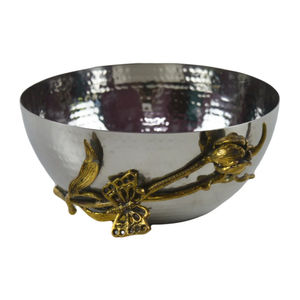 Bol de service en argent de luxe, fait main, style fantaisie, avec accents dorés, vaisselle élégante, décoration de table, plat central, en promotion - Product Image 5