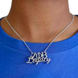 Collar Zeta Phi Beta Legacy con Colgante de Letras, Cadena Dorada/Plateada, Joyería de Hermandad Griega, Regalo Elegante para Mujer, Uso Diario con Estilo - Product Image 1