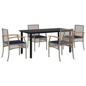 Juego de 4 Muebles de Jardín para Patio en Gris, Negro y Azul Marino - Product Image 2
