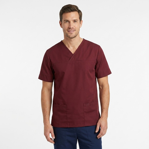 Haut de blouse médicale à col en V et manches courtes pour hôpital – Tunique professionnelle pour infirmières - Product Image 1