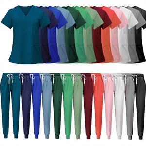 Uniforme Médico de Mezclilla Elástica Tallas Grandes Azul Rosa para Spa y Tratamientos de Belleza, Conjunto Unisex para Enfermeras de Verano - Product Image 2