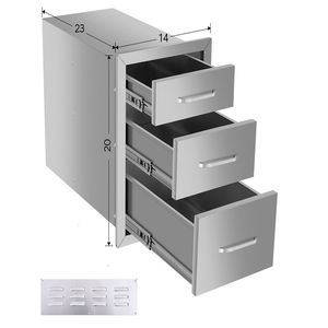 Armadietti a Tre Cassetti 35x50x58 cm per Cucine Esterne o Cortili per lo Stoccaggio - Product Image 3