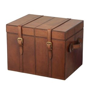 Coffret de rangement en cuir classique rectangulaire avec poignées, artisanal, marron, style vintage, pour le rangement de bijoux - Product Image 3