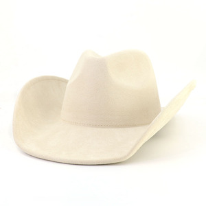 Chapeau de cowboy en daim à large bord style western pour hommes et femmes, chapeau de cowgirl rose, chapeaux Fedora en feutre - Product Image 2