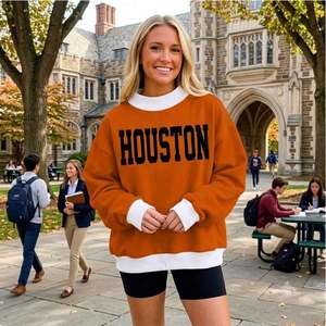 Sudadera de cuello alto de punto estampada personalizada para mujer, de dos tonos, con cuello simulado, informal, con logo frontal, de forro polar, para la temporada de invierno. - Product Image 1