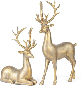 Estatua de Antílope de Latón Dorado, Figura de Animal con Cuernos, Decoración de Mesa para el Hogar, Escultura Duradera para Sala de Estar, Dormitorio - Product Image 3