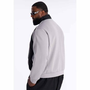 <b>Men's</b> Color Blocking <b>Racer</b> <b>Jacket</b> Black Gray Polyester Cotton Zipper Closure Turn-down Collar Autumn Outerwear <b>Jacket</b> - Product Image 2