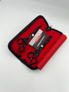 Ciseaux de coiffure professionnels en acier inoxydable japonais J2, couleur plasma noir, manche dragon, avec étui en cuir, logo personnalisé gratuit - Product Image 4