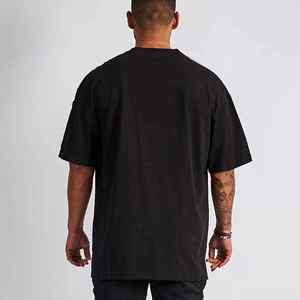 Camiseta de manga corta para hombre, 200 g, algodón, cuello redondo, color sólido, estilo simple, holgada, informal, en oferta, camiseta básica. - Product Image 2
