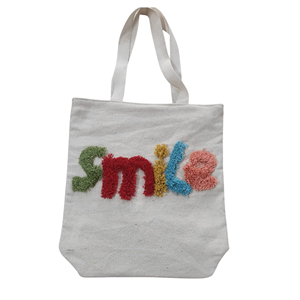 Bolso de lona tipo tote con bordado de sonrisa colorido para compras, viajes, excursiones a la playa y bolsos de mano para mujer - Product Image 1