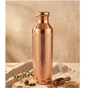 Luxury Quality <b>Copper</b> <b>Water</b> <b>Bottle</b> with Striped Floral Design Portable Travel Drinkware - Product Image 2